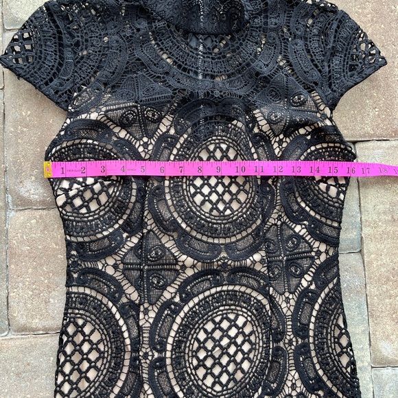 Bisou Bisou Black Lace Dress w/ Nude Lining- Witchy Goth Celestial Punk Dark - Picture 11 of 13